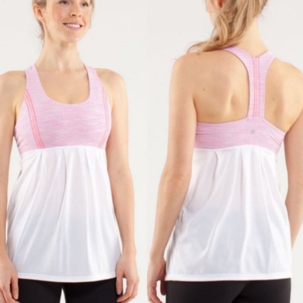 Lululemon Power Dance Tank Heathered pink and white size 4